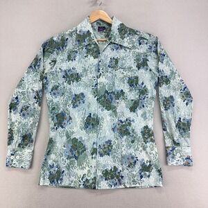VTG 70s Joel California Disco Shirt Mens Medium‎ Floral Watercolor Impressionist